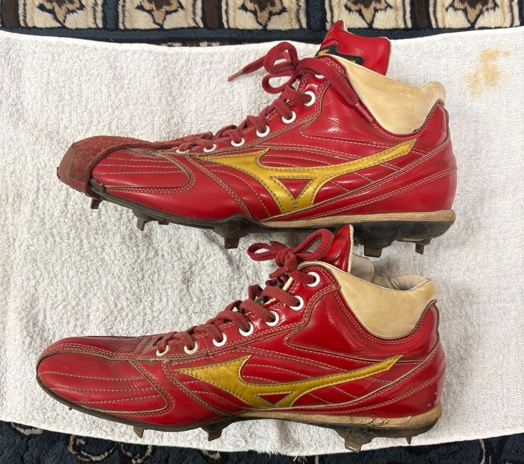 【黄金騎士テンテン】ミズノプロオーダースパイク赤/黄 26.5cm
