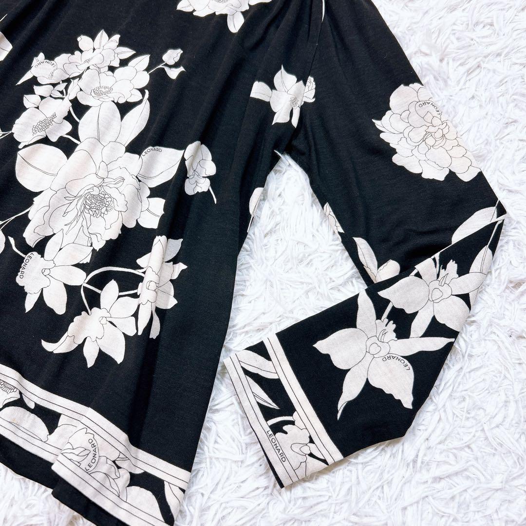 美品 LEONARD レオナール 長袖 花柄 ブラウス カットソー トップス L