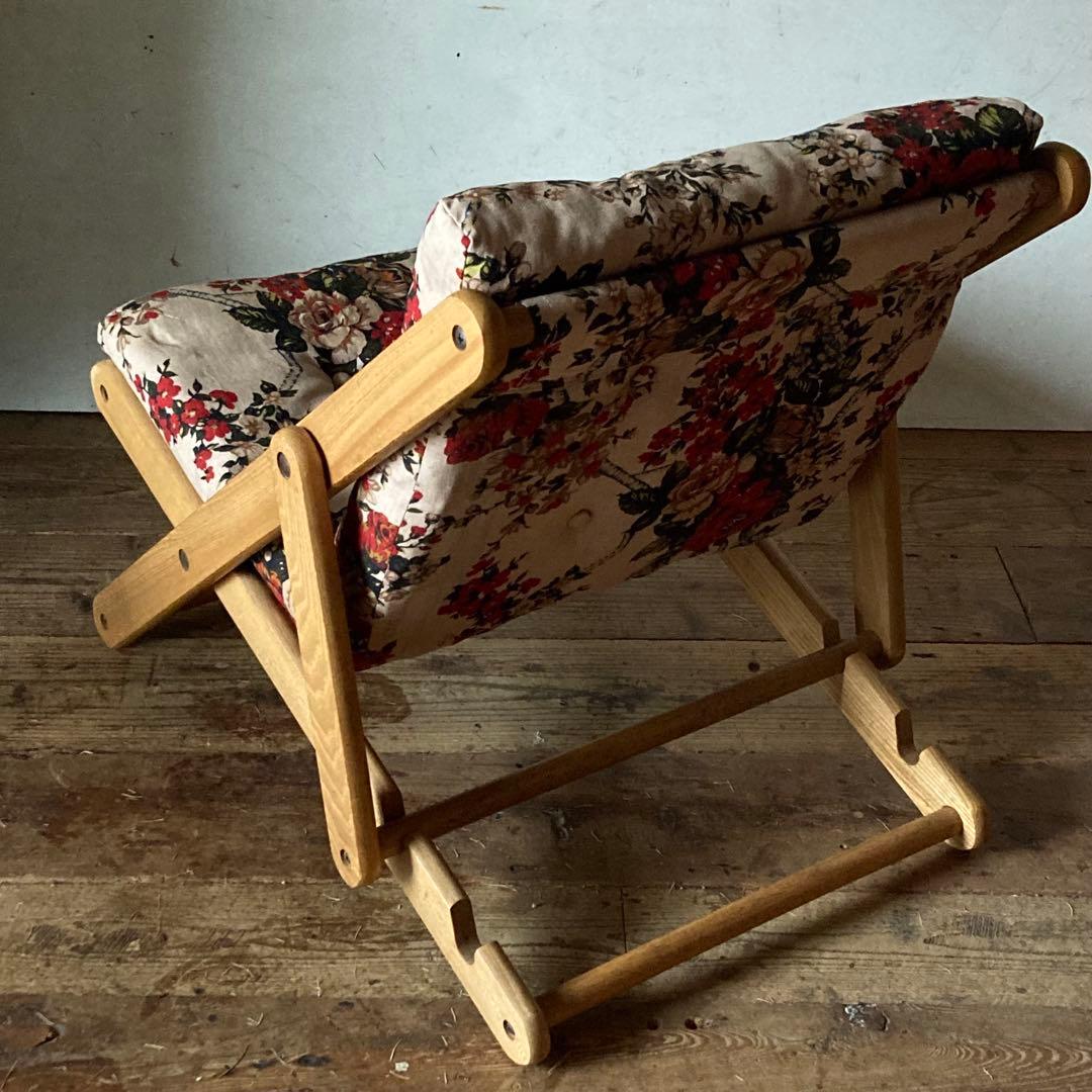 ヴィンテージ レトロ 折り畳みみ イージーチェア ラウンジ 花柄