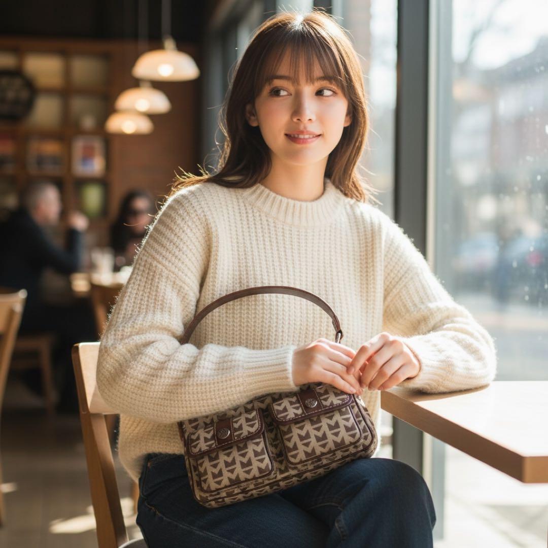 《激レア》マイケルコース ワンショルダー バック キャンバス レザー フラップ