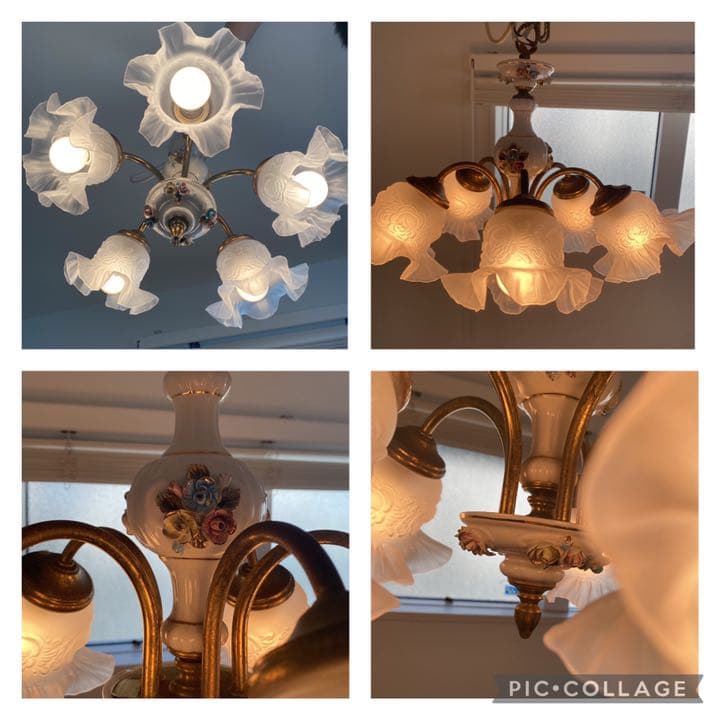 アンティーク 照明 陶磁器 製 YAMAGIWA ヤマギワ シャンデリア 5灯