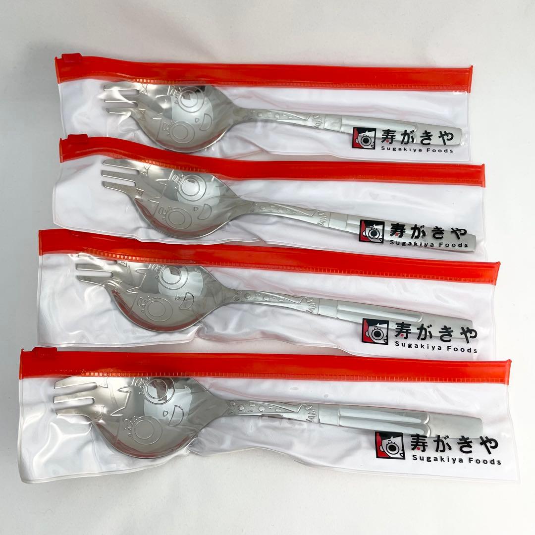 未使用】4本組 スガキヤ ラーメンフォーク スプーン スーちゃん 寿がき