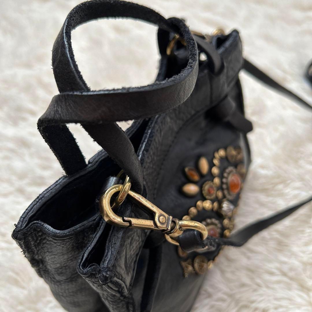 CAMPOMAGGI カンポマッジ スタッズ レザーミニバッグ/ショルダーバッグ