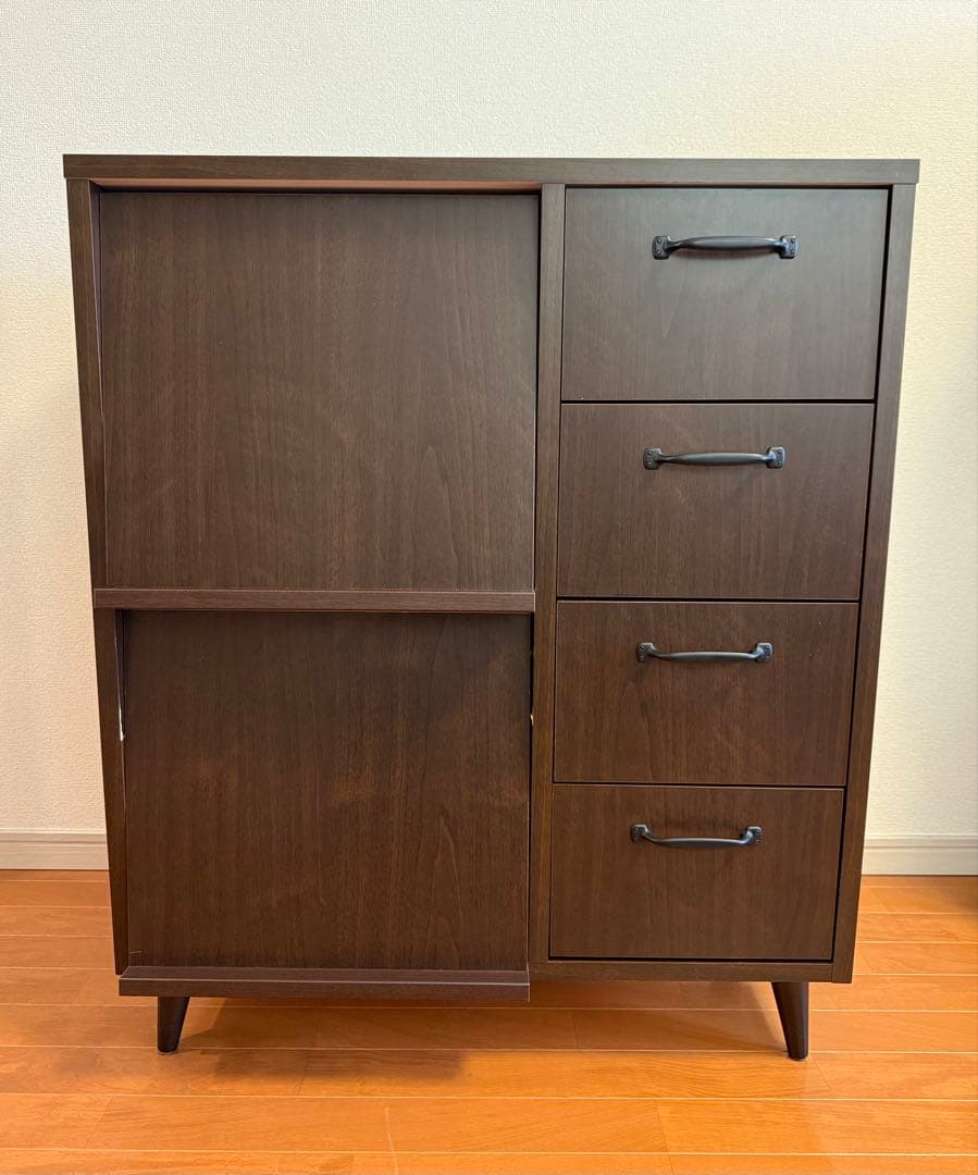 【6/2まで】B-company 引き出し付ブックシェルフ 2枚扉＋4段引き出し ディスプレイラック 6BOX 扉付き フラップ2枚扉】cd dvd 雑誌 が