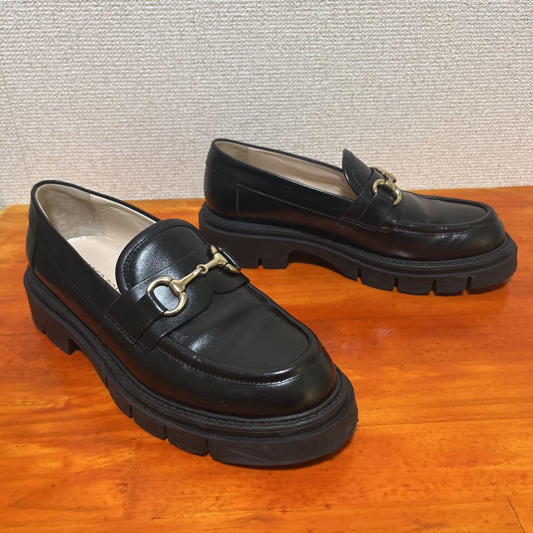 コルソローマ トラックソールビットローファー 22.5cm 靴 黒 ブラック