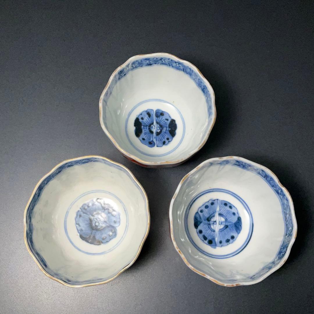 伊万里色絵窓絵花図向付3個 赤絵 通り文 古伊万里 R1373B2 - メルカリ