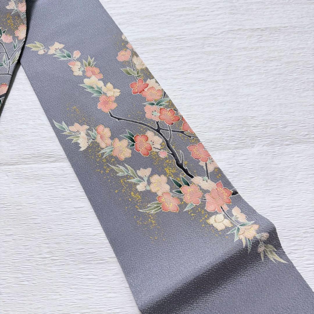 m-57 東京友禅 加納知之 枝桜 鬼しぼ縮緬 金彩 名古屋帯 正絹 - メルカリ