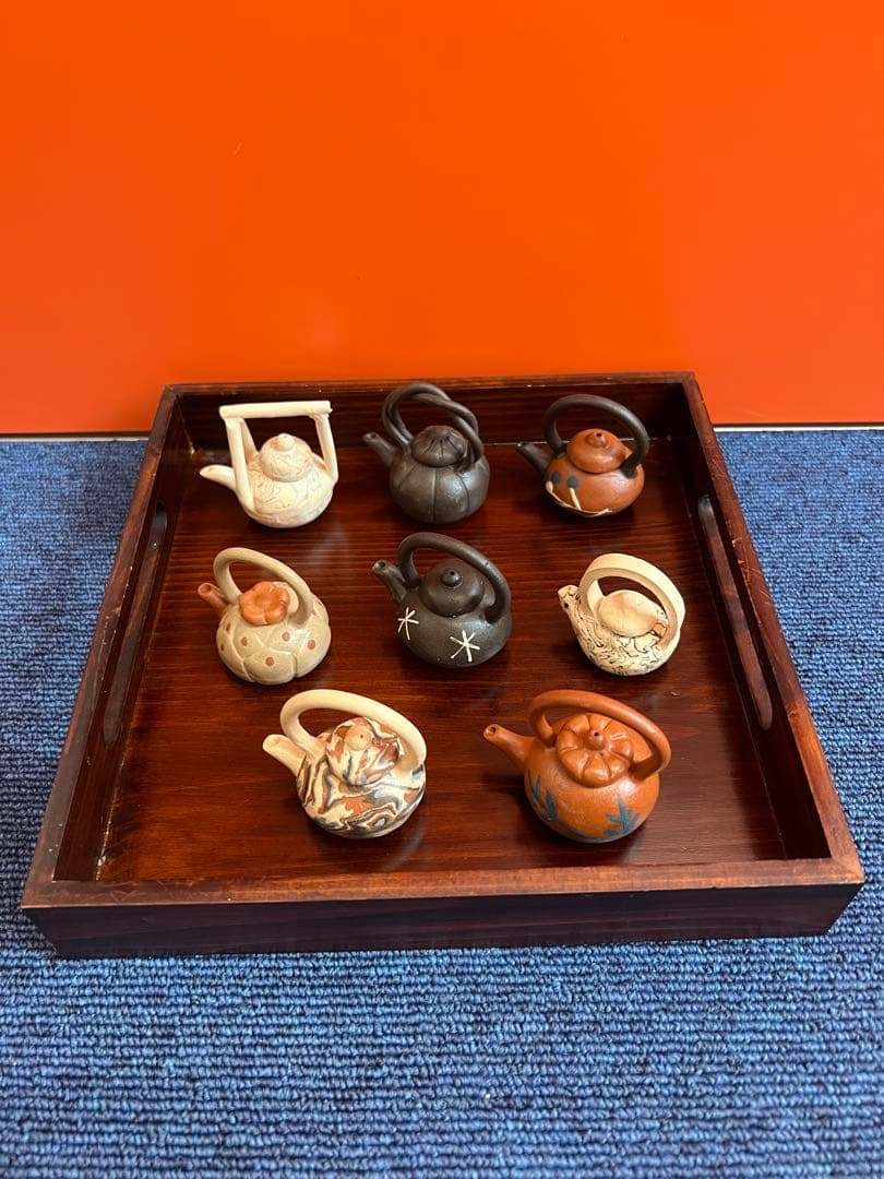 1135  急須　ミニチュア　8客　中国茶器　木箱付き 紫砂風 広東潮州 茶壺 急須 中国茶器・小報春壺 150ml : 天香茶行