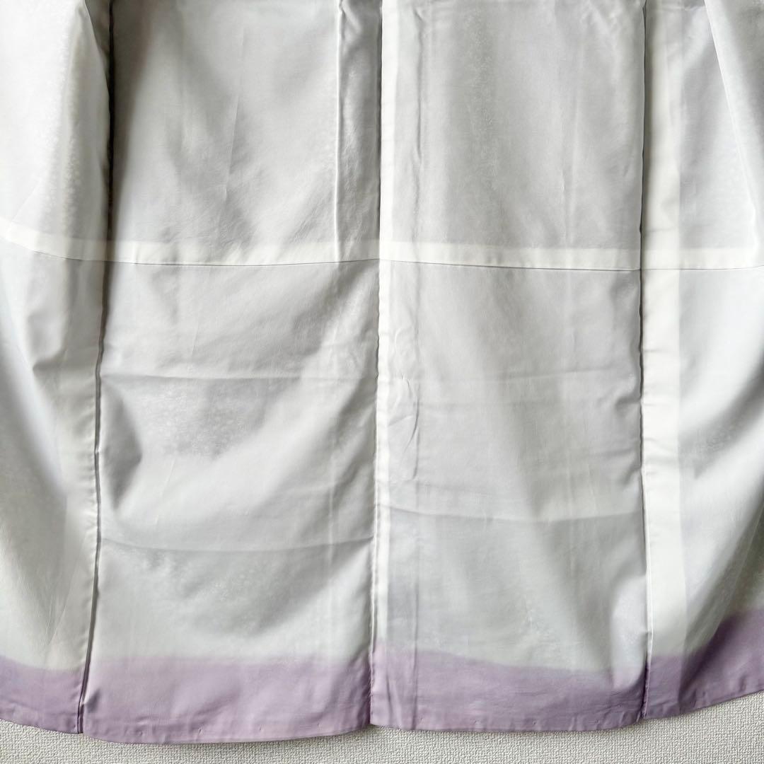 桃*郎様 美品！ 東レシルック 洗える着物 化繊 薄紫 小花 唐草柄 身丈