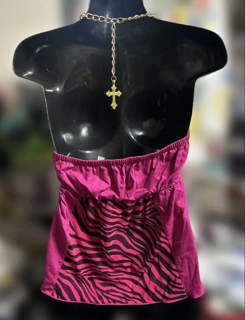 未使用　d.i.a ピンク ゼブラストライプ キャミソール