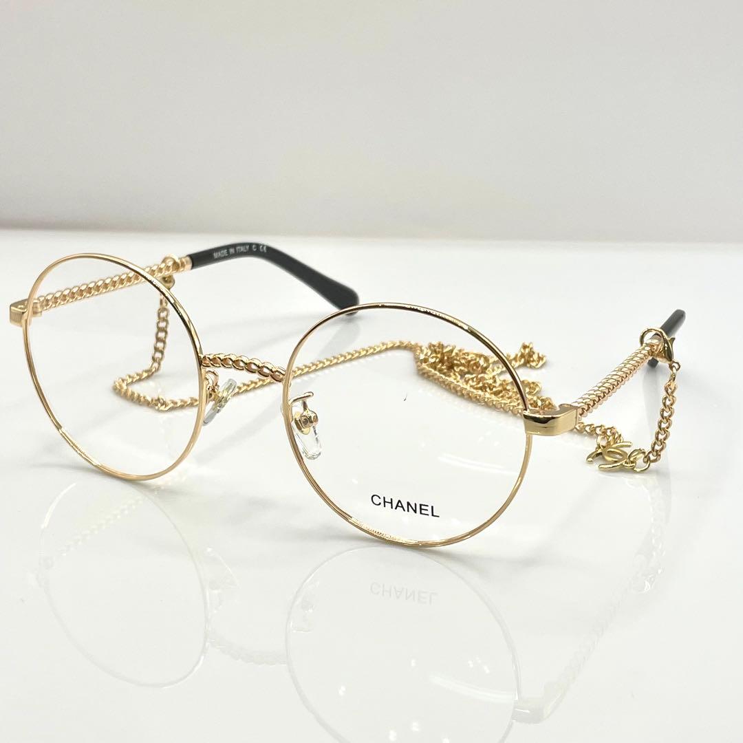 CHANEL 眼鏡用フレーム チェーンストラップ付ゴールド - メルカリ