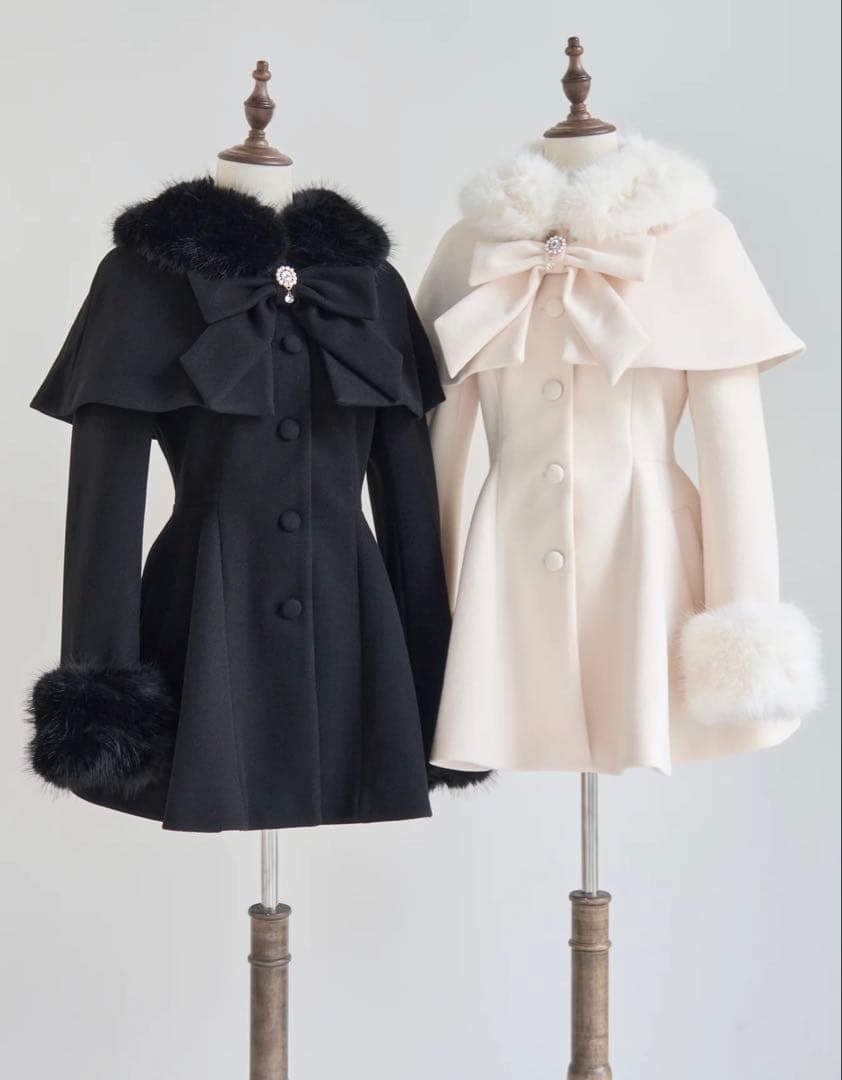 NoGenki ケープファーフレアコート ブラック M - メルカリ