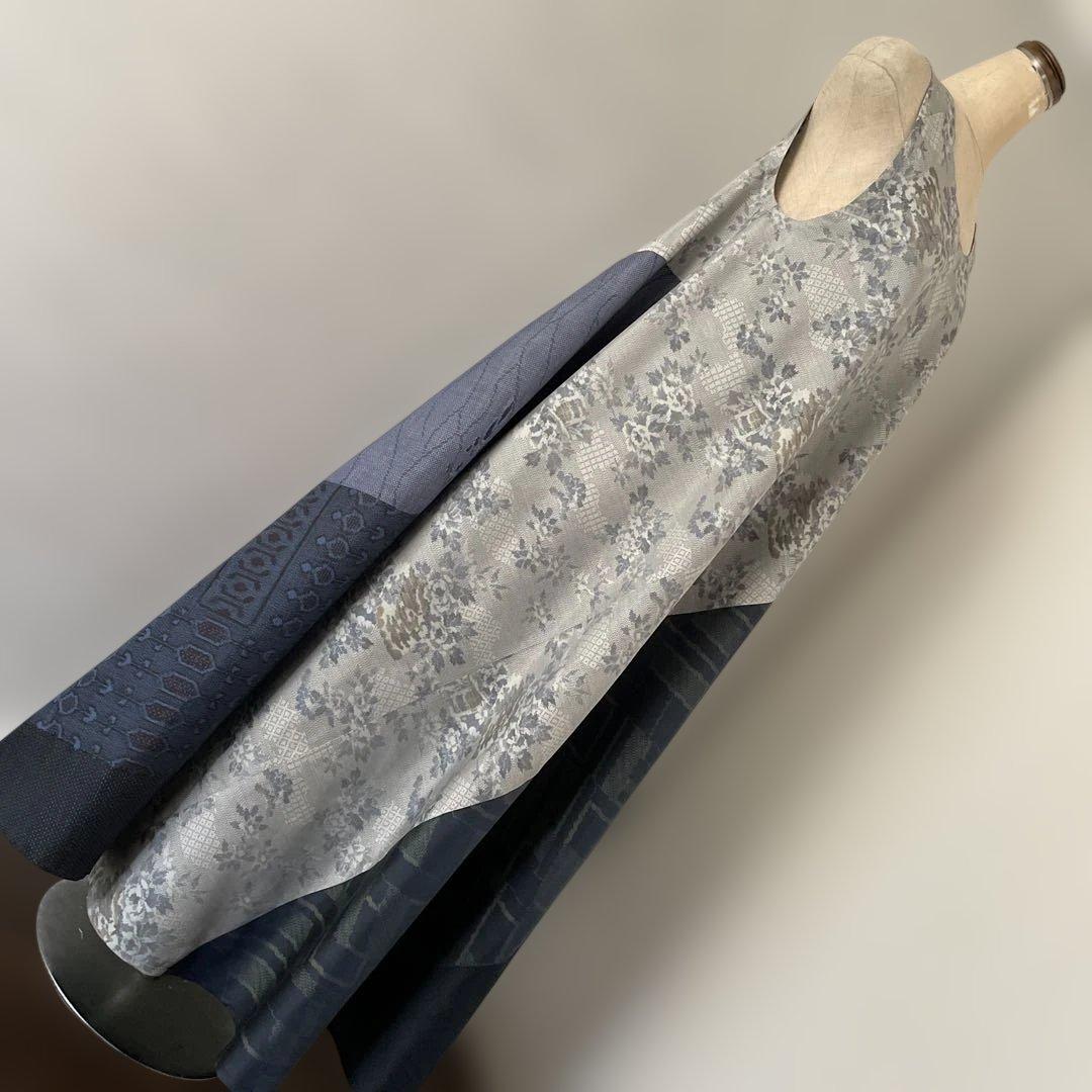 着物ワンピーステントラインマキシ丈《17》大島紬(証紙付きや7マルキ含む)等