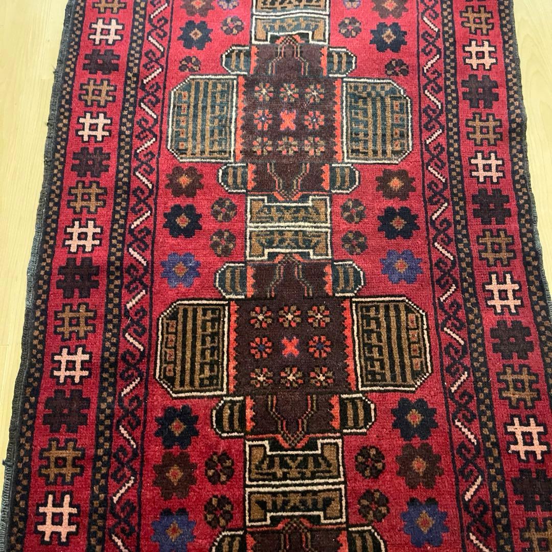 185×78 バルーチ族ラグ ヴィンテージラグ、トライバルラグ、手織り絨毯