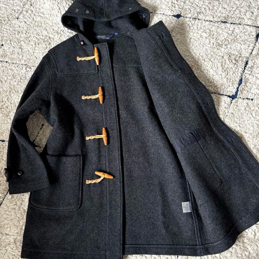 【美品✨】ポロラルフローレン　ダッフルコート　フード　くるみボタン　三角タグ　M ポロ ラルフローレン POLO RALPH LAUREN ダッフルコート フード ウール