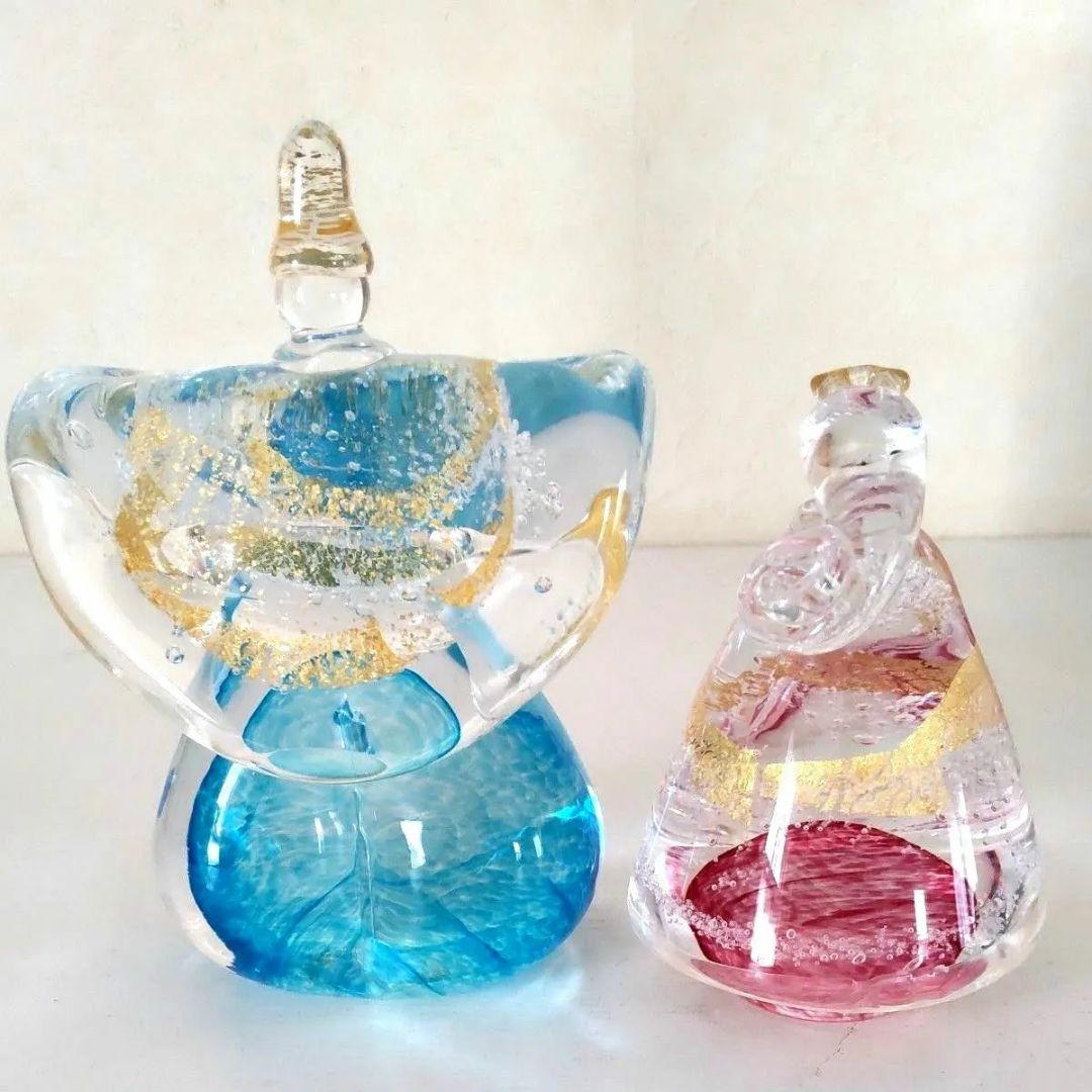 □瑠璃雛 雛人形 るりびな 奈良ガラス工房 金箔 立雛 おひなさま