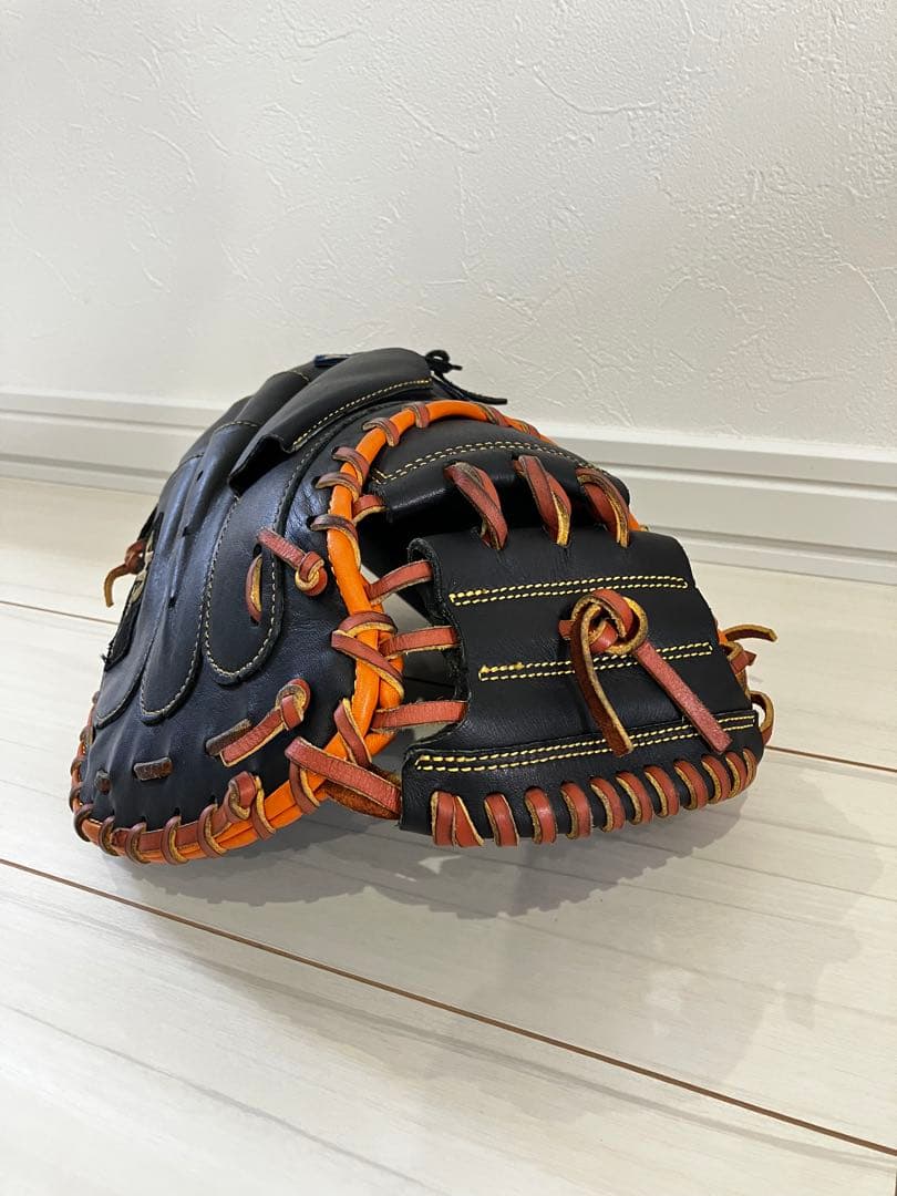 マ*ー様 HATAKEYAMA ハタケヤマ 硬式 ミット 左利き用 黒/オレンジ