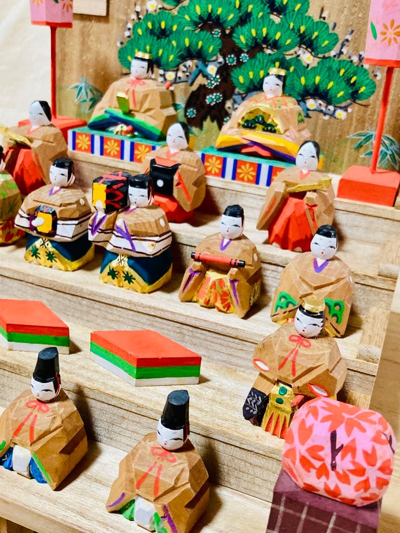高橋神泉 奈良一刀彫 15人揃い 段飾り ひな祭り 川口神泉 雛段の通販