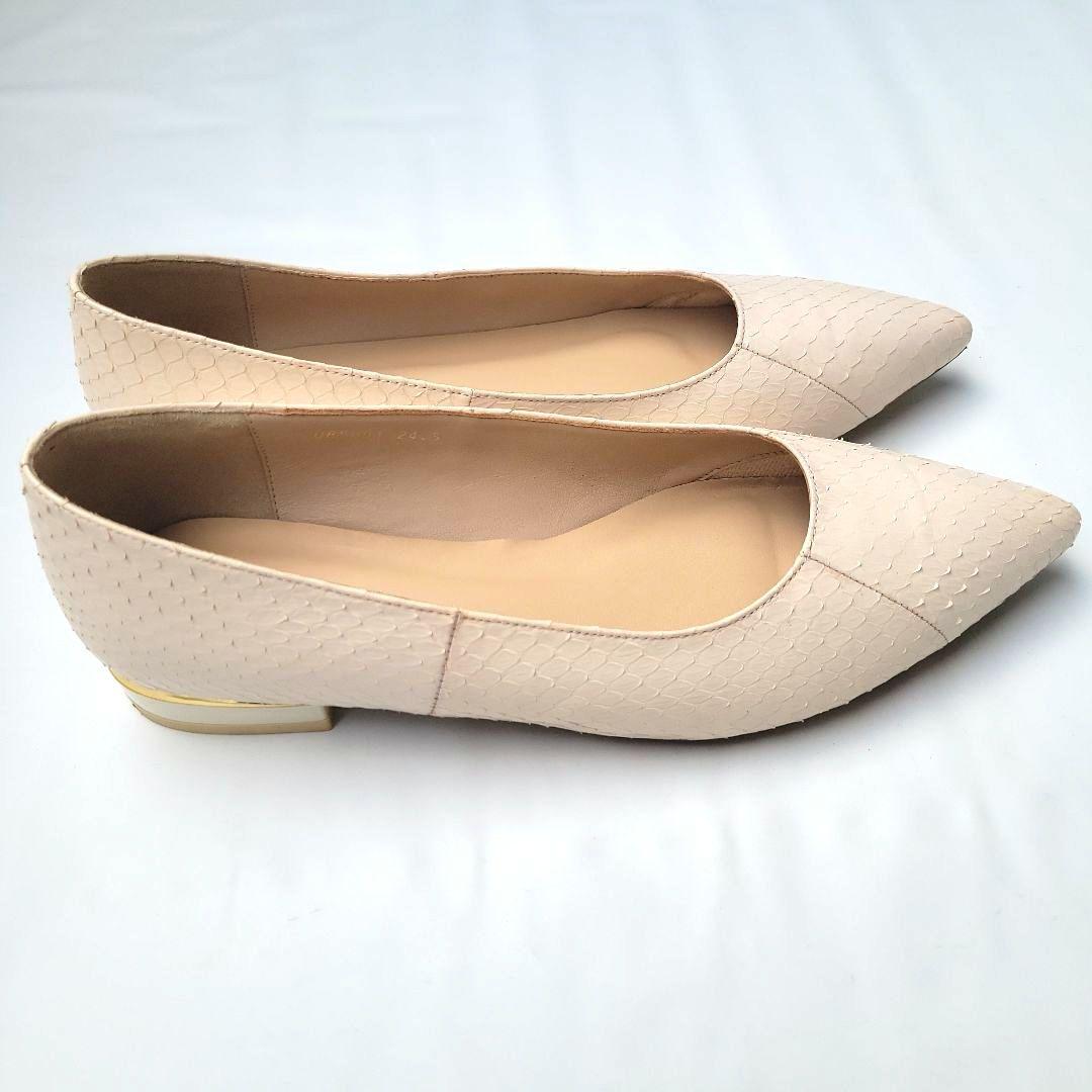 美品 HIMIKO On Bleue 卑弥呼 本革フラットパンプス 24.5cm