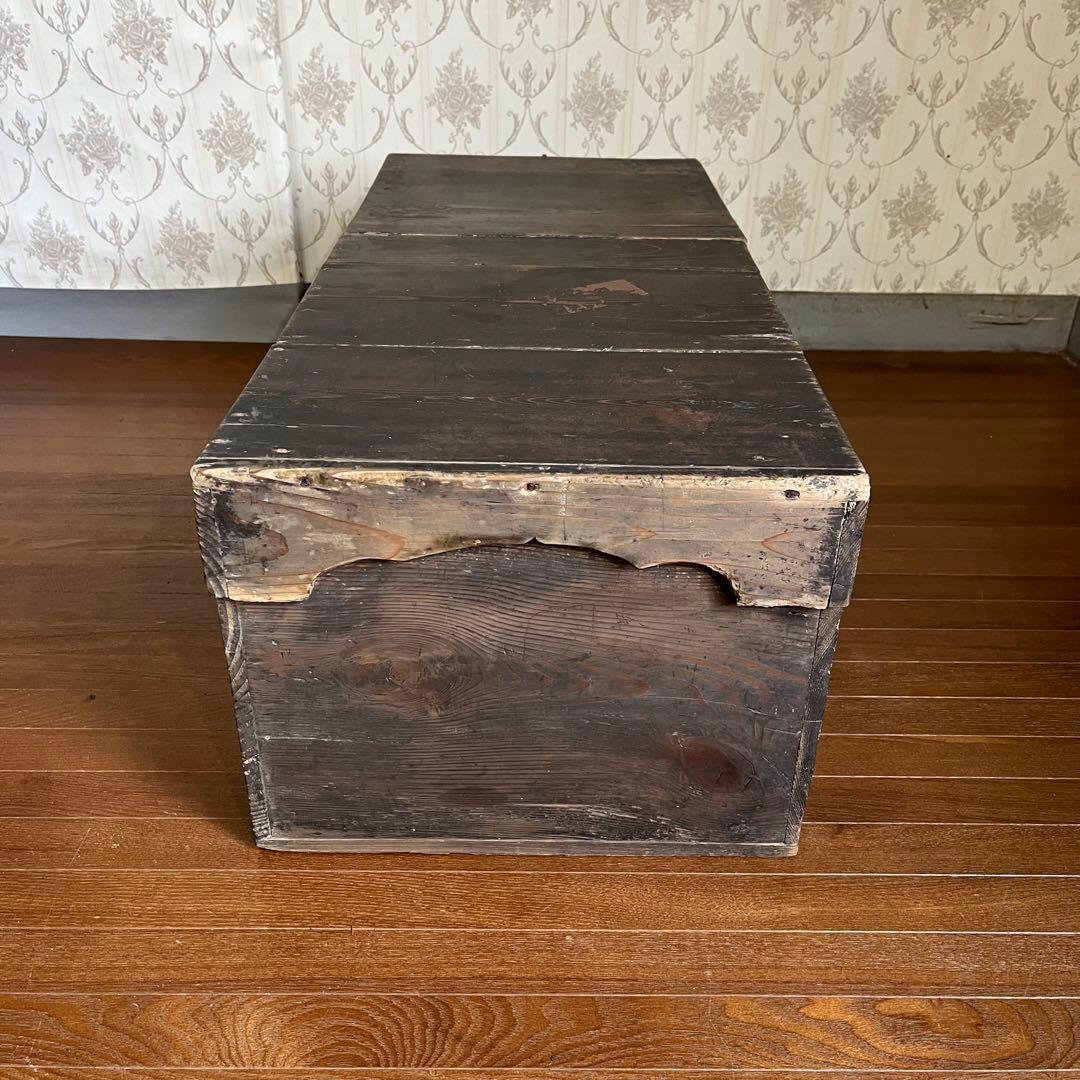 アンティーク】味のある古い木箱 道具箱 工具箱 ベンチ 古木 古道具 古