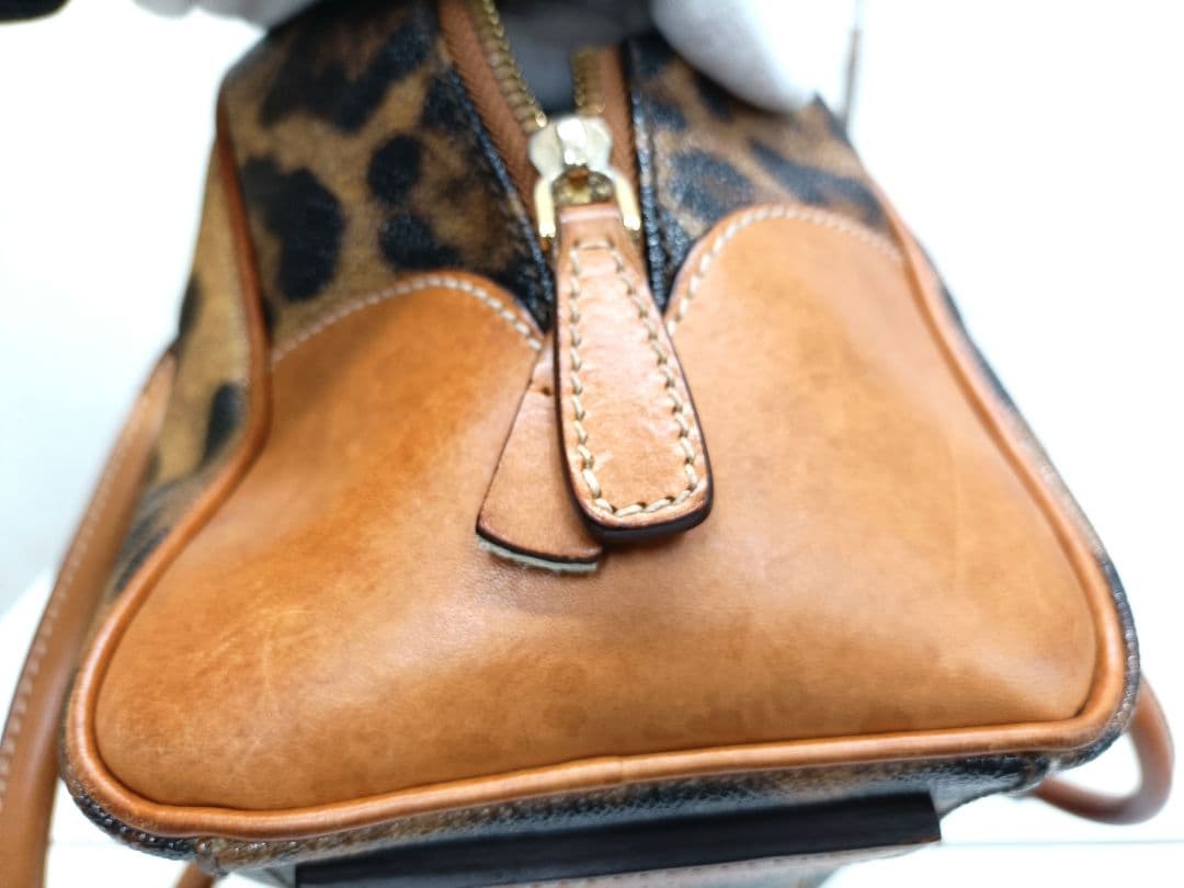 ドルチェ&ガッバーナ ヒョウ柄 ハンドバッグ ミニボストン オールレザー