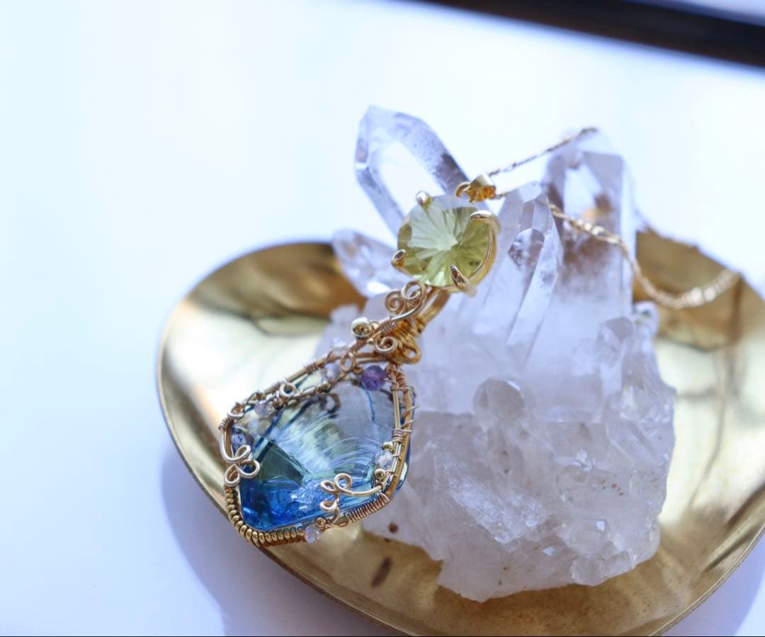 アースシャーマンアンダラクリスタル×レモンクォーツのワイヤー