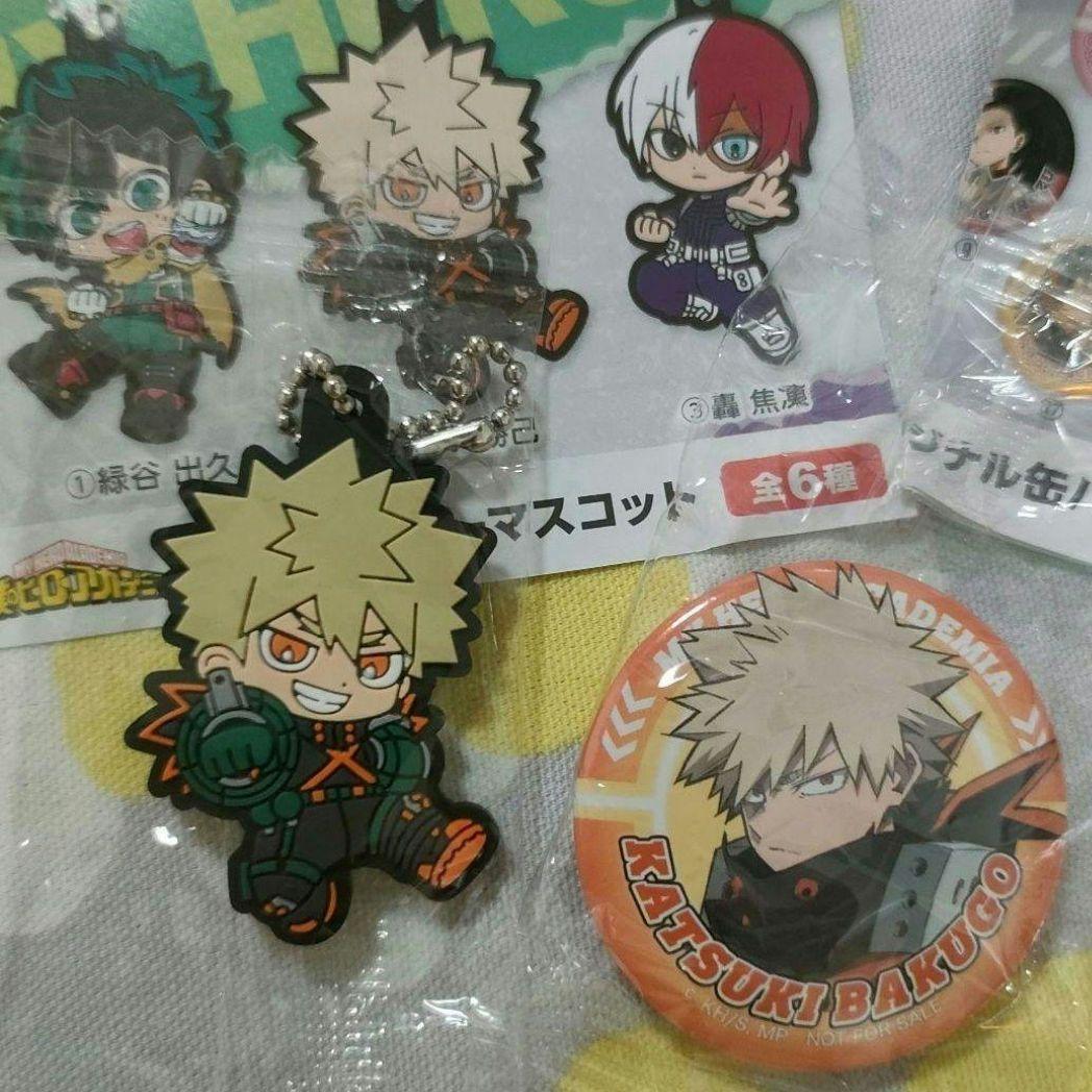 レア/非売品】僕のヒーローアカデミア爆豪ラバーストラップ＆缶バッジ