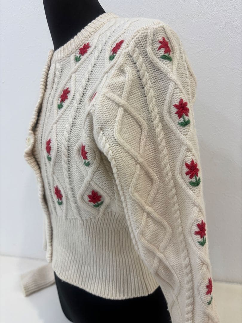 HOLIDAYホリデイフラワーニットカーディガン長袖ウール花柄刺繍