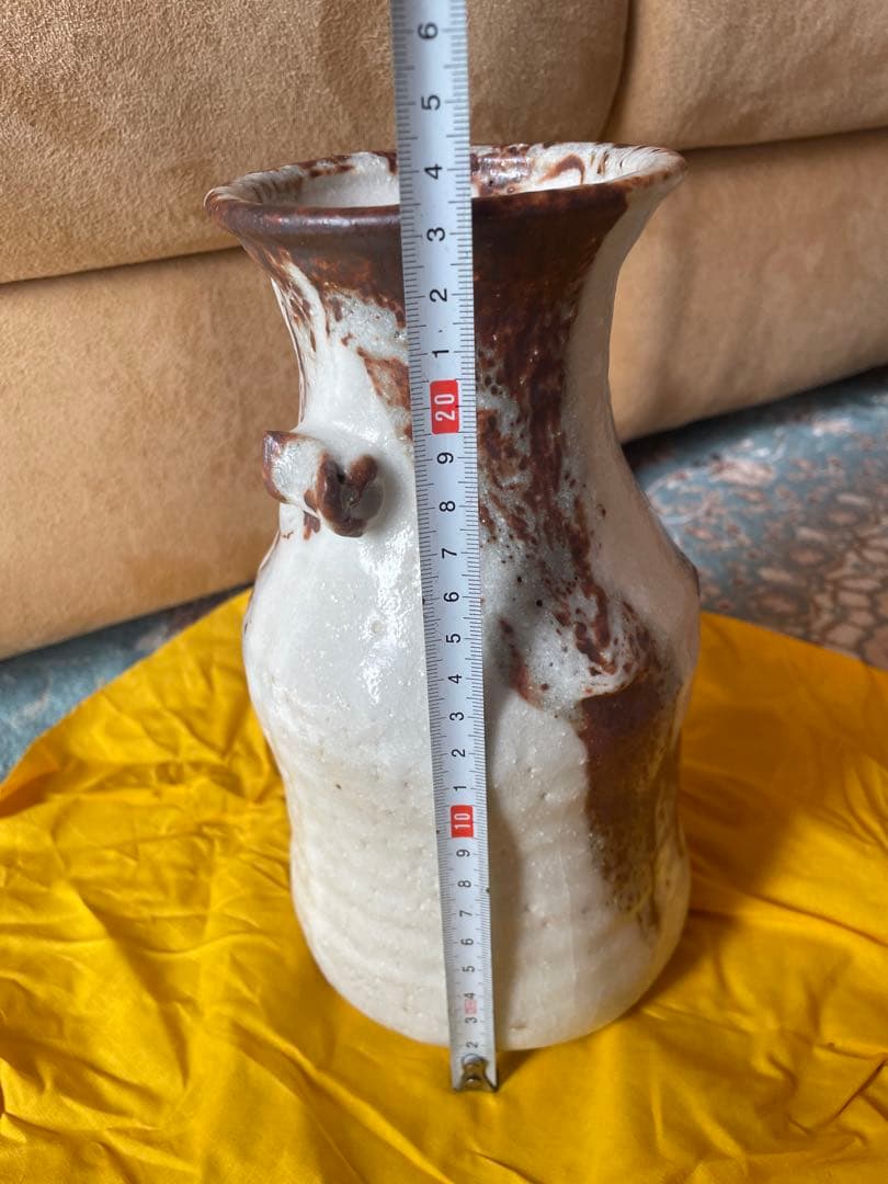 加藤寛治 花瓶 白茶 グラデーション 専用木箱付き