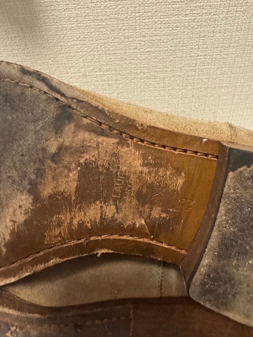 サンローラン 43 ベージュ スエード サイドゴアブーツ - メルカリ