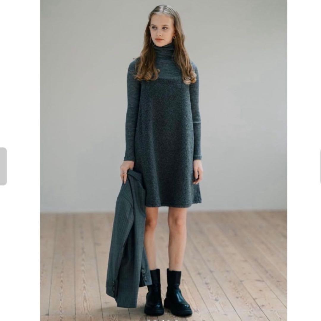 試着のみ pois ポワ スクエアプードルワンピース グレー S - メルカリ