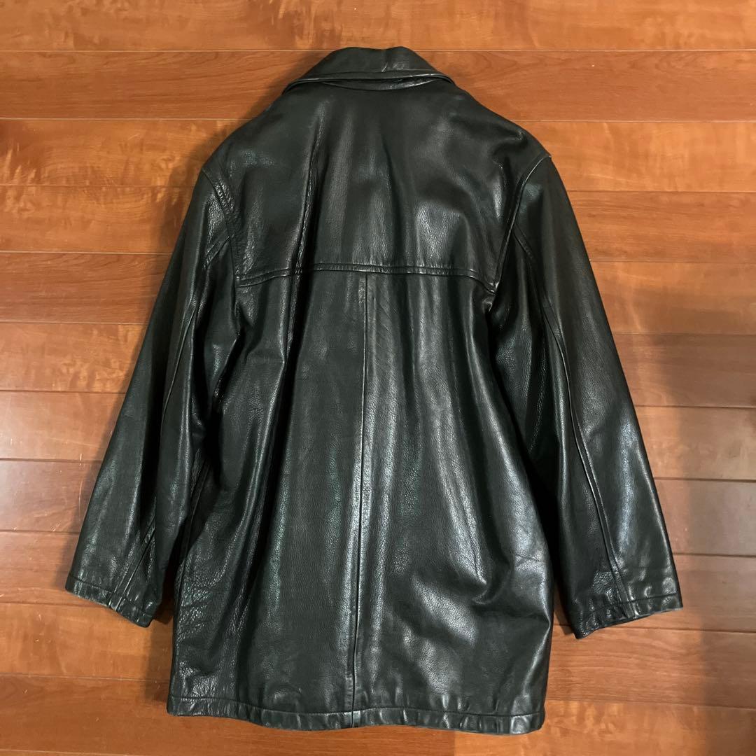 COACH ブラックレザー コート L 牛革