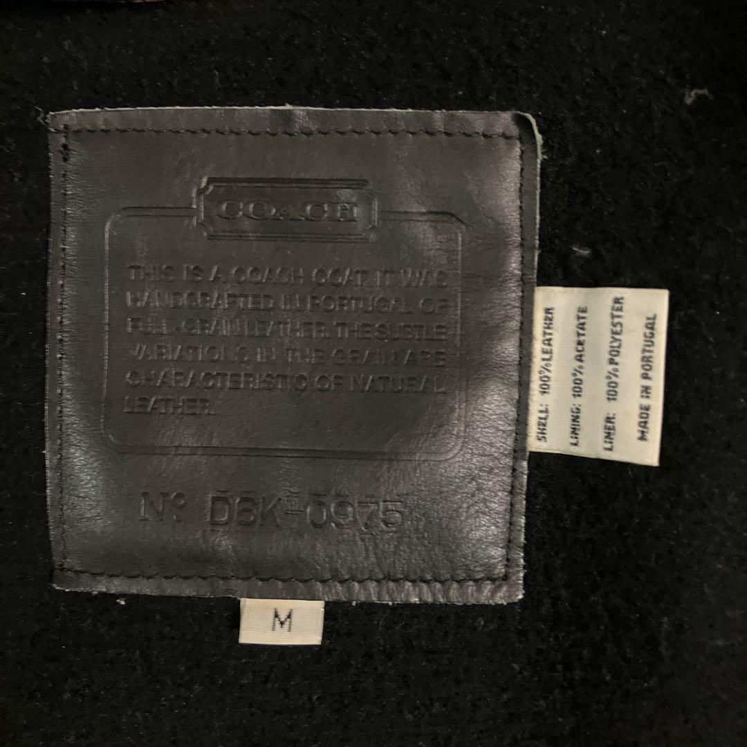 COACH ブラックレザー コート L 牛革