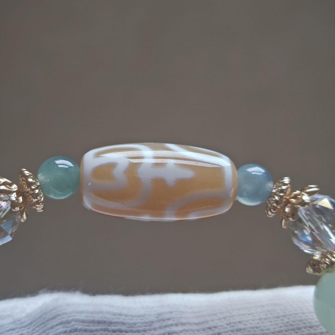 新作♡カフェオレ♡レア蓮花宝瓶天珠、グリーンオパール、グアテマラ産翡翠