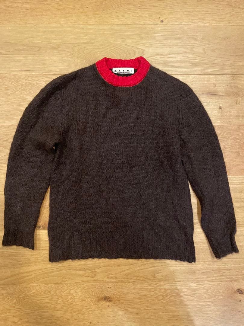 MARNI ブラウン・レッド ニットセーター MARNI ブラウン・レッド ニットセーター - メルカリ