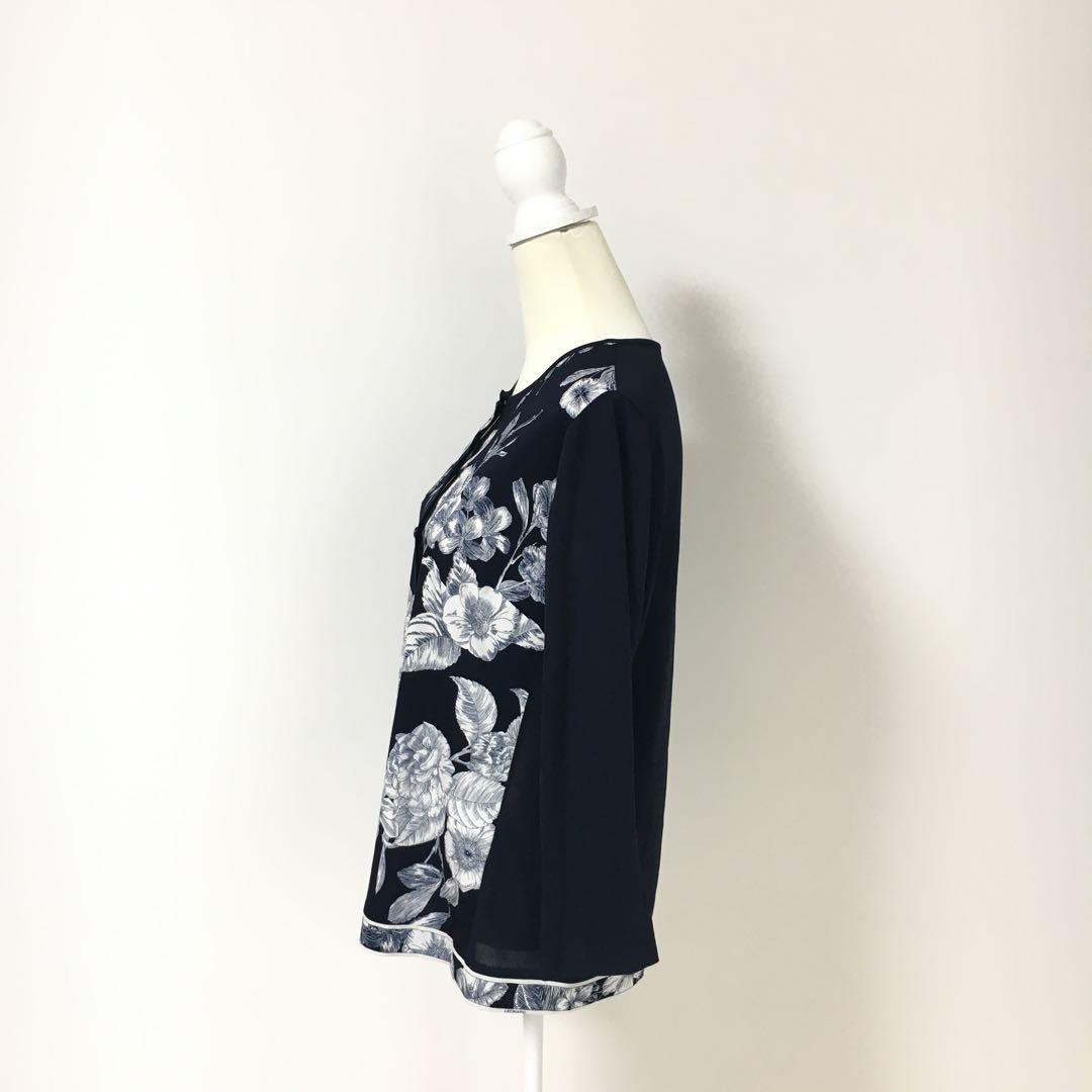 近年美品 LEONARD レオナール カンカン ストレッチ カーディガン 44