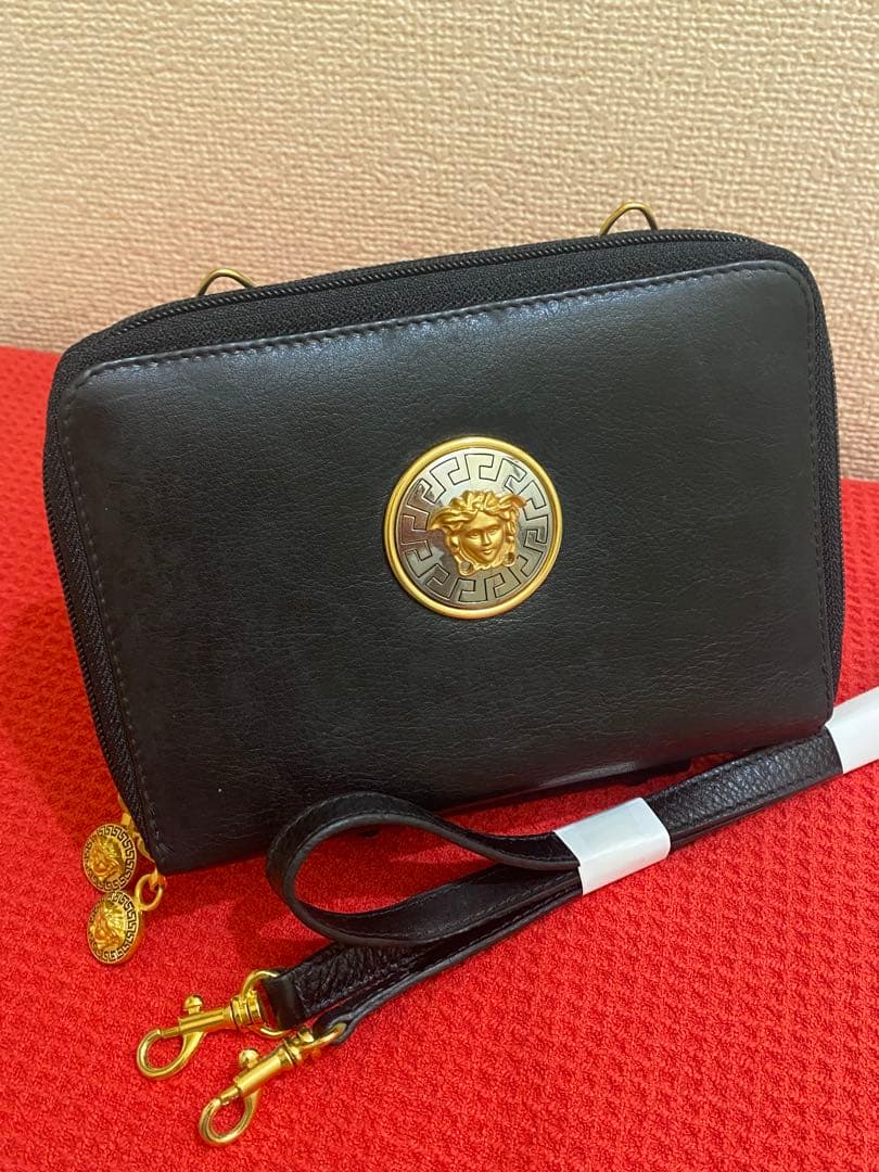 バッグ Vintage Gianni Versace Purse Wallte Gianni Versace Embossed Leather Vanity Toiletry Bag Brown handbag