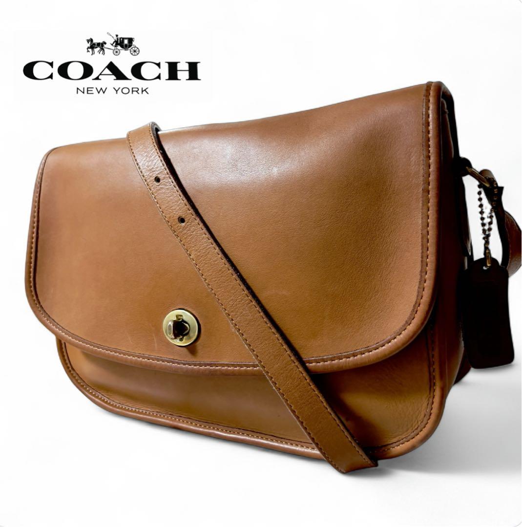 オールドコーチ COACH ブラウン レザー ショルダーバッグ ターンロック