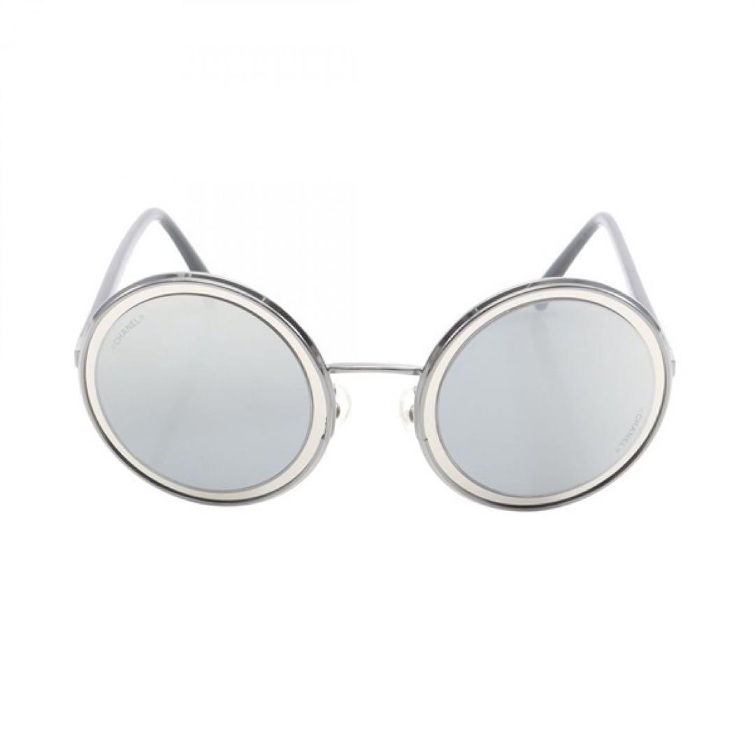 CHANEL ラウンドサングラス シルバー グレー - メルカリ