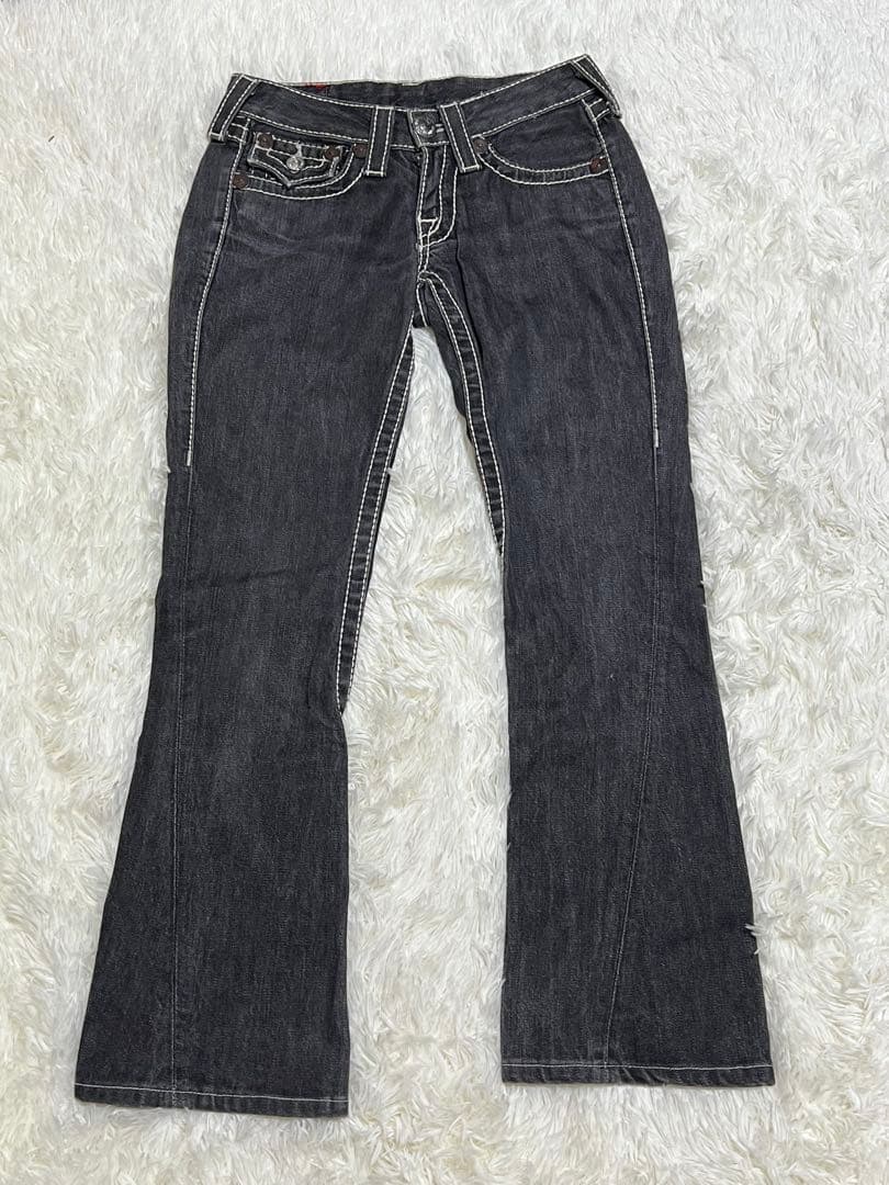 TRUE RELIGION ブーツカットブラックデニムY2K太ステッチ USA