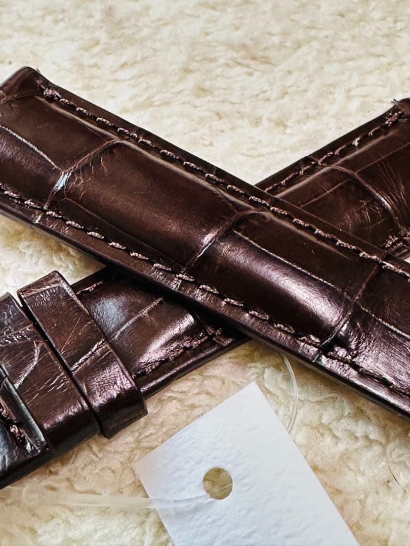 2011#19mm-16mmダークブラウン☆本物クロコダイルベルト☆スイス製