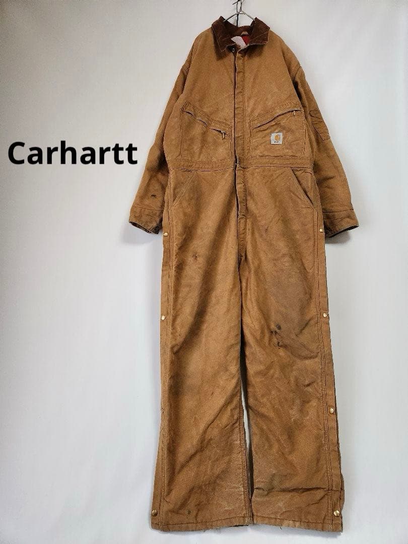 Carhartt ダック キルティング オールインワン つなぎ carhartt - 90年代 Carhartt カーハート ダック キルティング