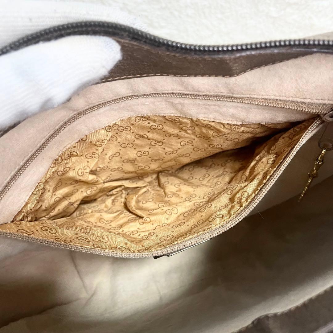 グッチ ショルダーバッグ GG柄 PVC ブラウン インターロッキング レザー