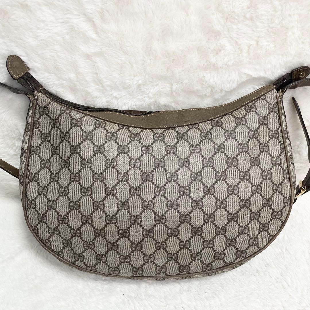 グッチ ショルダーバッグ GG柄 PVC ブラウン インターロッキング レザー