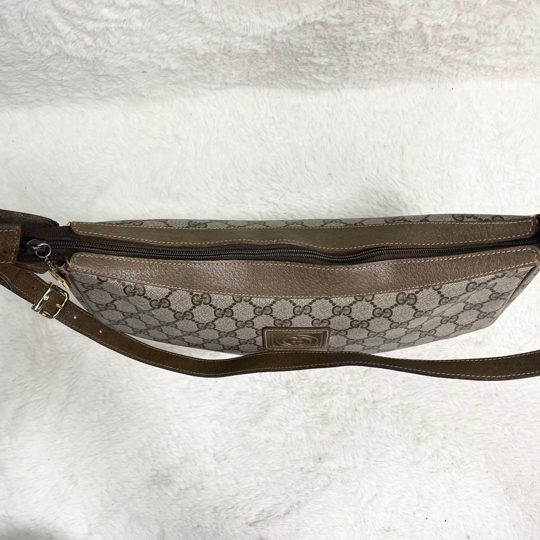 グッチ ショルダーバッグ GG柄 PVC ブラウン インターロッキング レザー