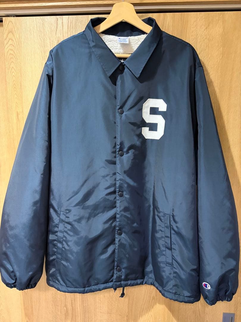 ヤ*ス様 STUSSY チャンピオン 別注 コーチジャケット ネイビー 裏ボア