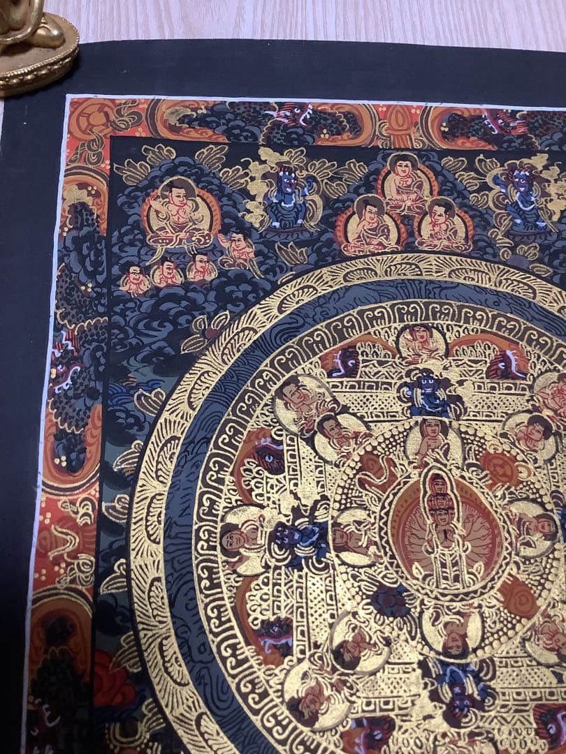《 チベット密教　新品　1点物 》 手描き　釈迦　仏陀　曼荼羅　仏教　密教　33