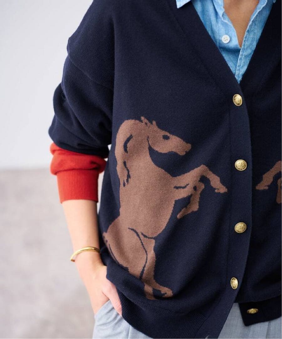 FRAMeWORK Horseインターシャ カーディガン Horseインターシャ カーディガン（カーディガン）｜FRAMeWORK