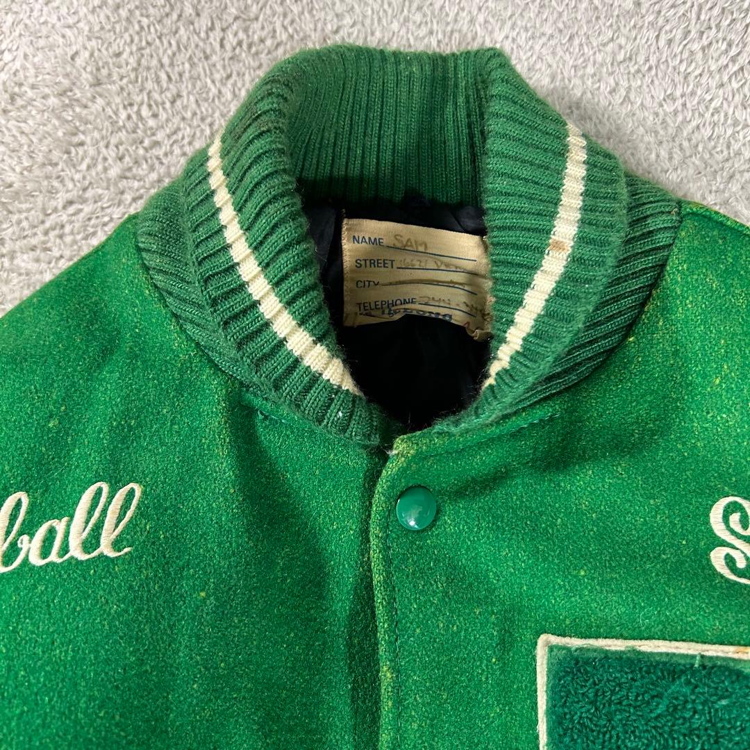 70s 80s ヴィンテージDeLONG デロング スタジャン レザー切替 46