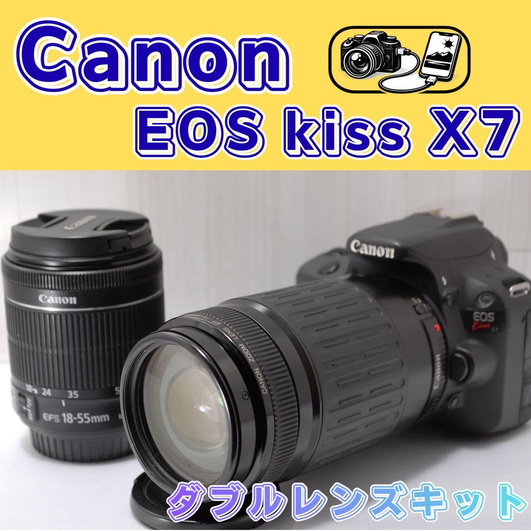 ✨人気機種✨Canon EOS Kiss X7 ダブルレンズ スマホ転送 軽量 - メルカリ